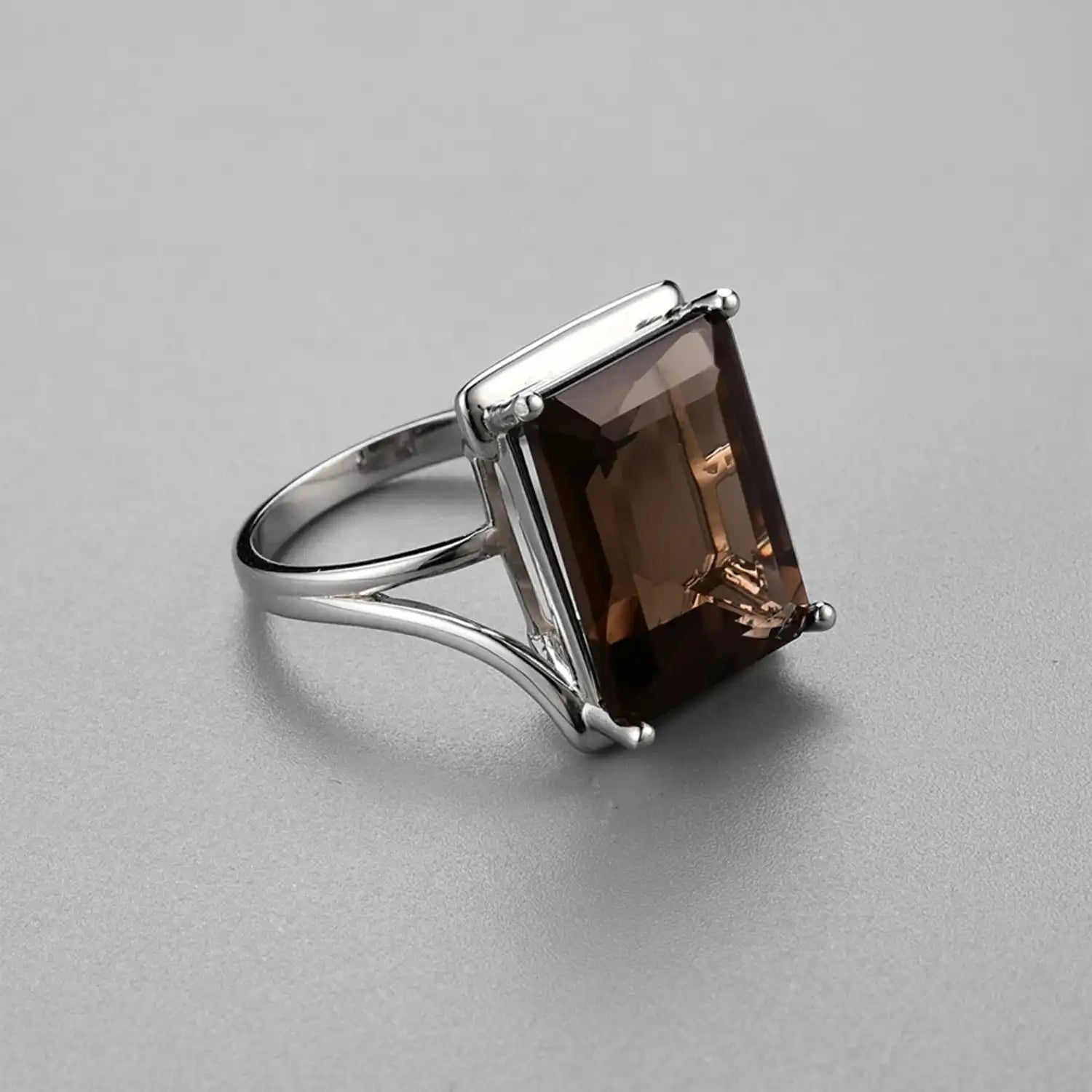Classic Smoky Quartz Sterling Silver Ring
